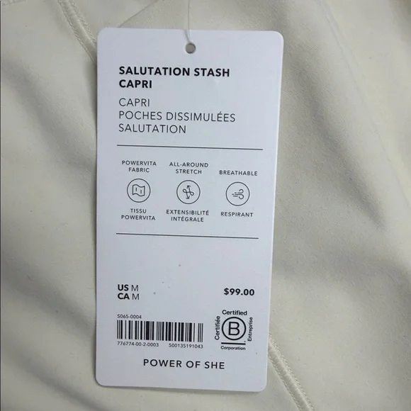 Athleta Salutation Stash High Rise Capri Legging Bone NWT - Picture 2 of 4